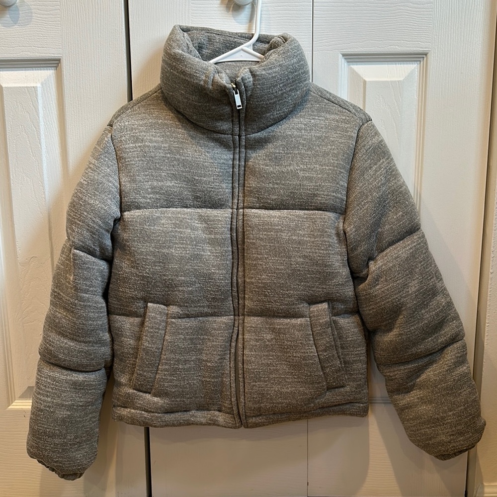 Gap Gray Sweater Puffer Jacket - image 1